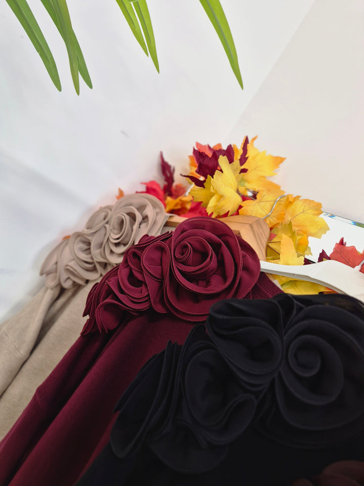 Corsage Oversized Jumper - Black (fitting from Size 14 up to Size 20)