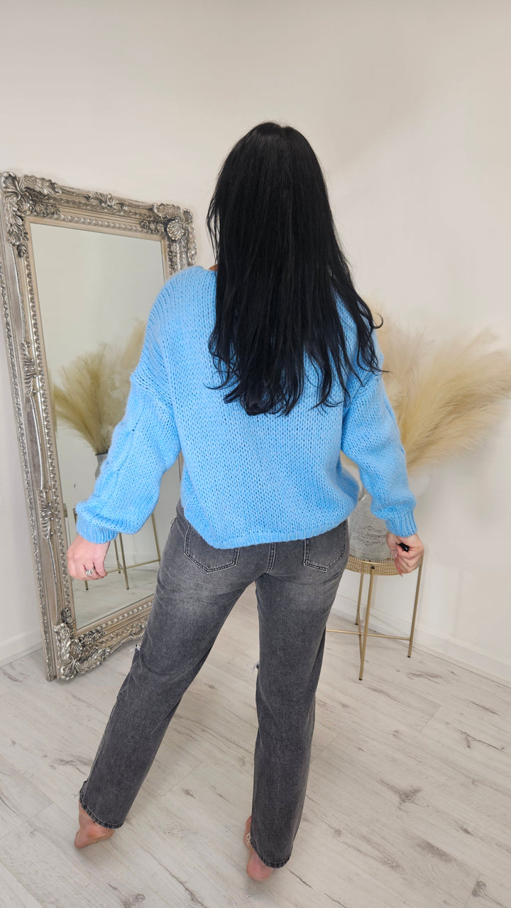 Callie Cable Knit Jumper - Powder Blue