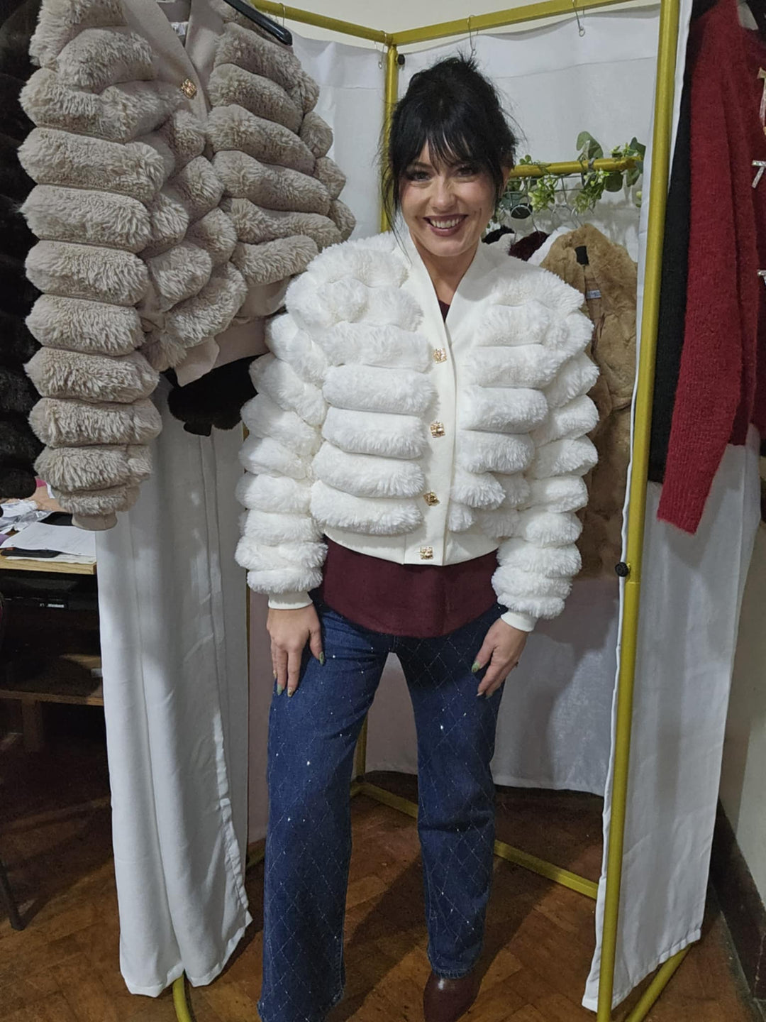 Oslo Faux Fur Cardigan (choose your Size) - Winter White