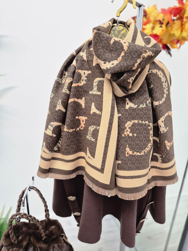 Gina Oversized Fringed Scarf - Chocolate