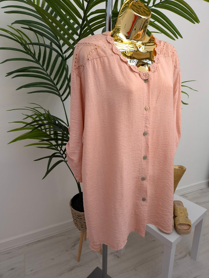 Belinda Broderie Anglaise Top - (choose your Colour) (Curvy)