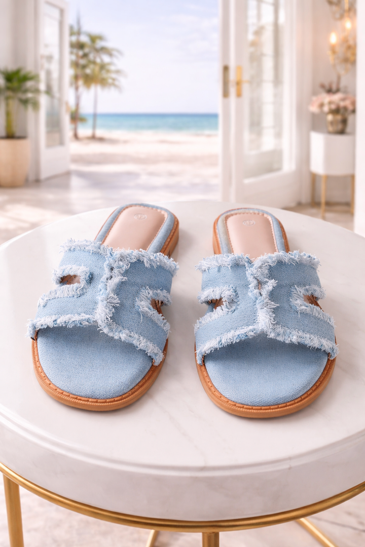 Palma Slider - Distressed Denim (choose your Size)