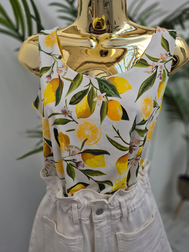 Santorini Lemons Double Layered Vest Top - (choose your Colour)