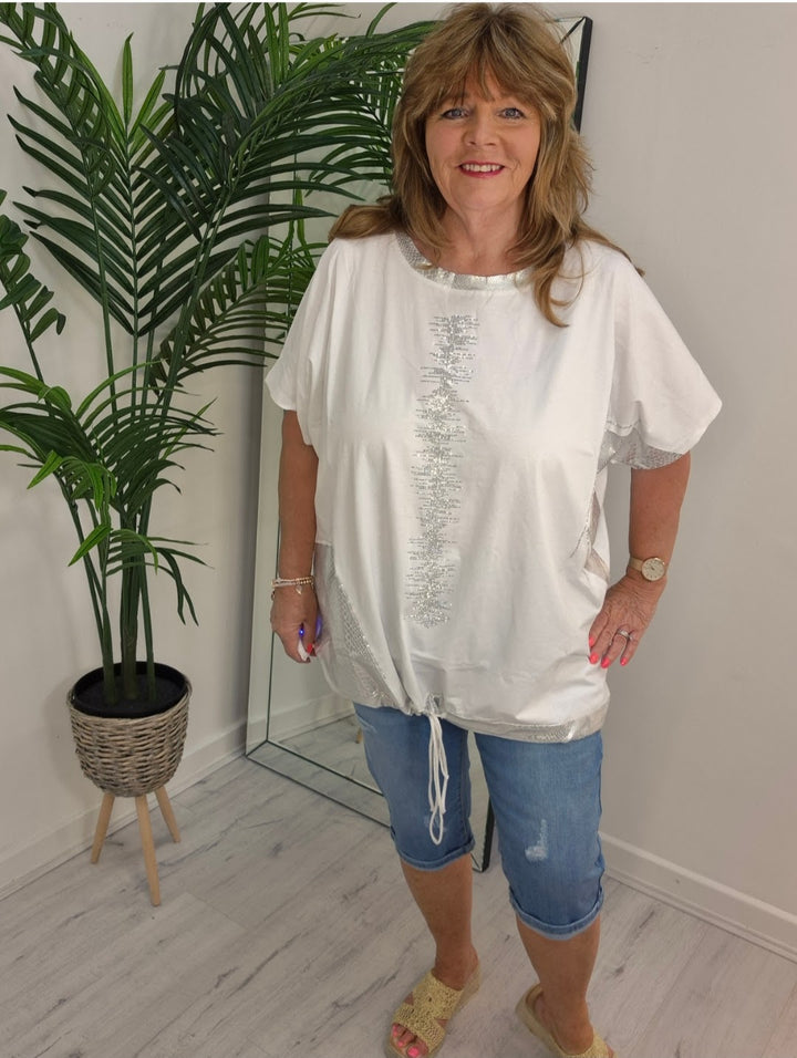 Crystal Tie Fronted Top - (choose your Colour) - Curvy)