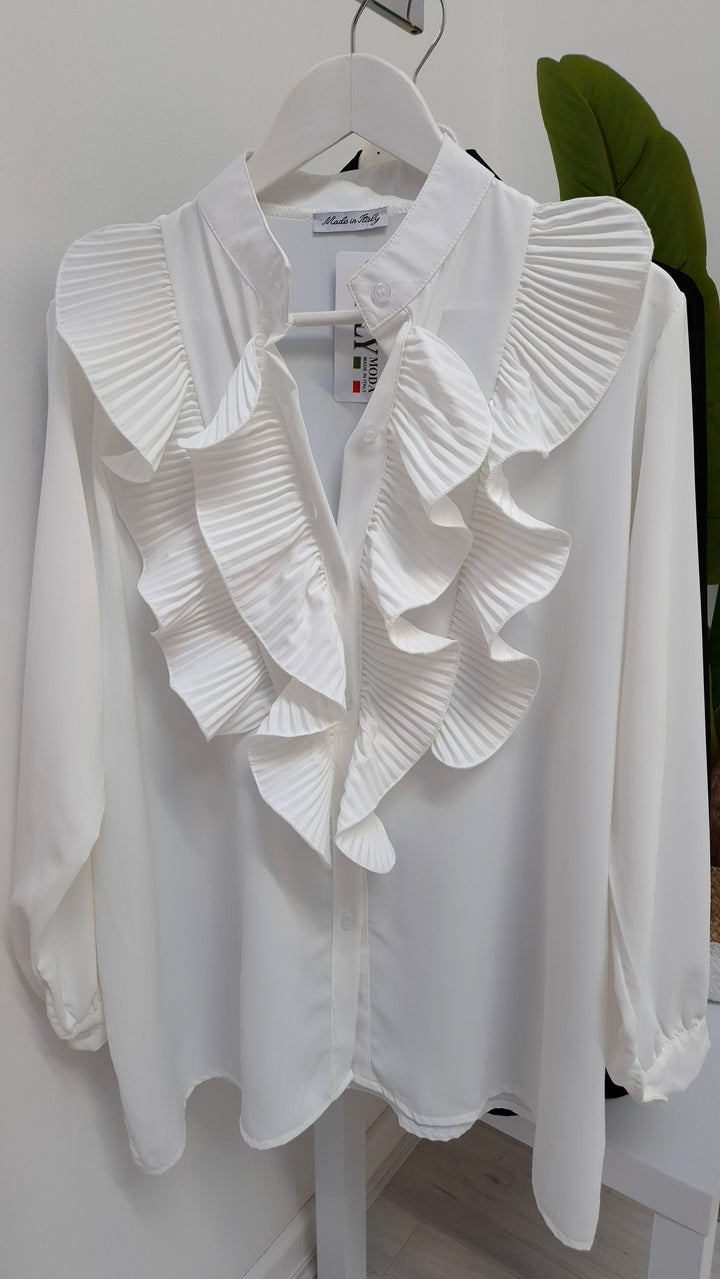 Rita Ruffle Blouse - choose your Colour (Curvy)