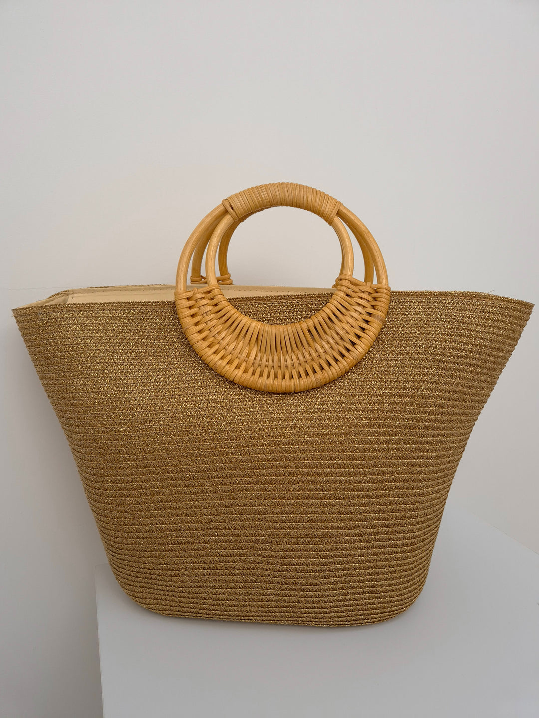 Sorrento Metallic Handbag/Beach Bag - Gold