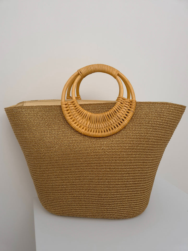 Sorrento Metallic Handbag/Beach Bag - Gold