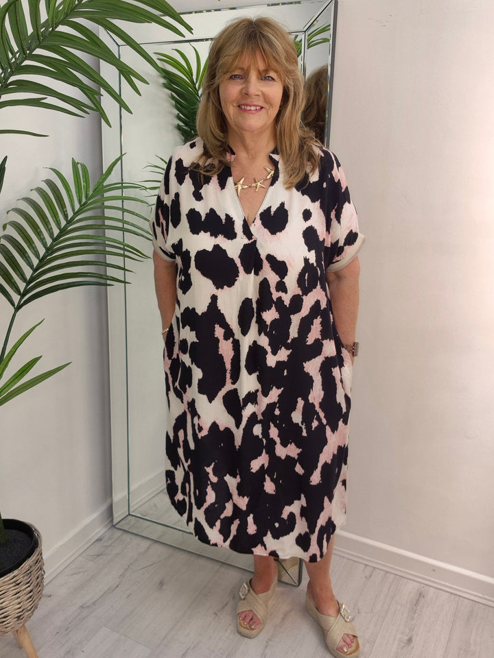 Leona Leopard Dress - (choose your Colour) (One Size/Curvy fitting from Size 14 to Size 20)