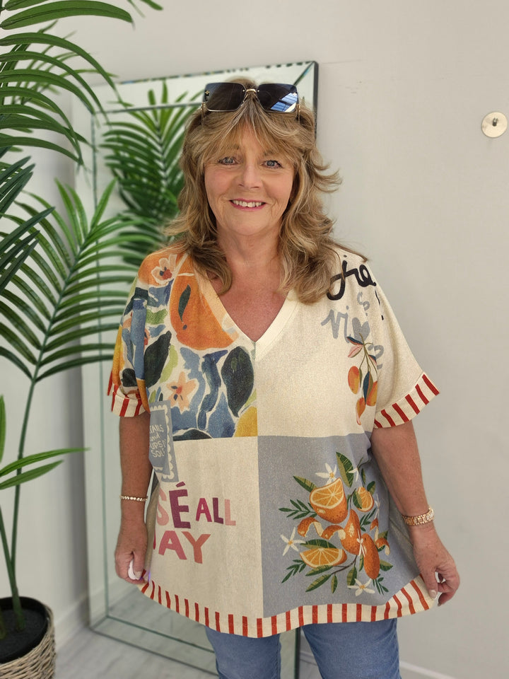 Carla Shimmer Top -  Trip around the Sun (Oversized)