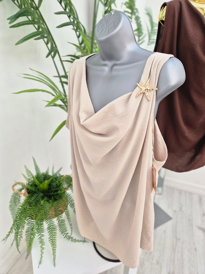 Starfish Cowl Neck Top (choose your Colour) - (fits Sizes 14 to 20)