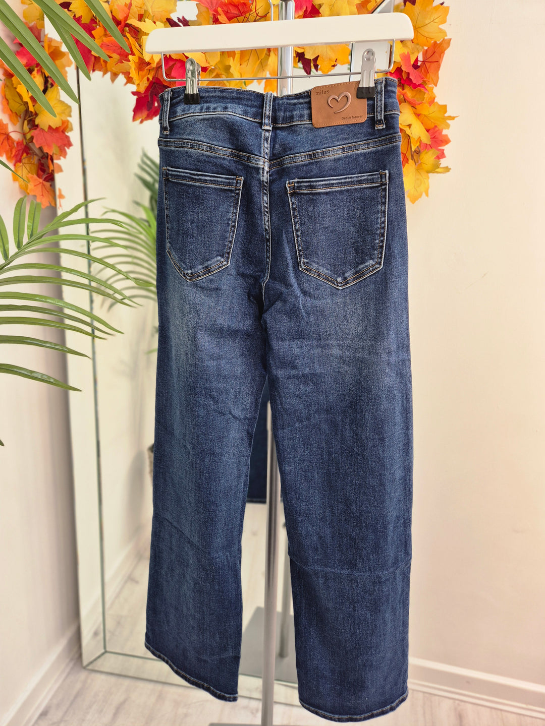 Milas Wide Leg Jeans - Dark Stonewashed - (choose your Size)