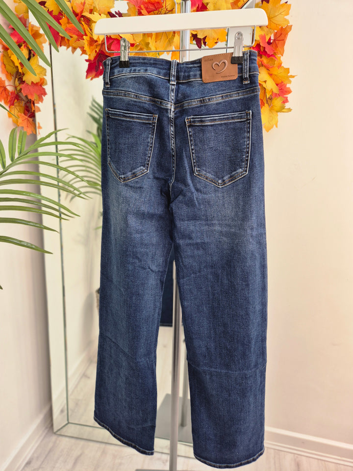 Milas Wide Leg Jeans - Dark Stonewashed - (choose your Size)