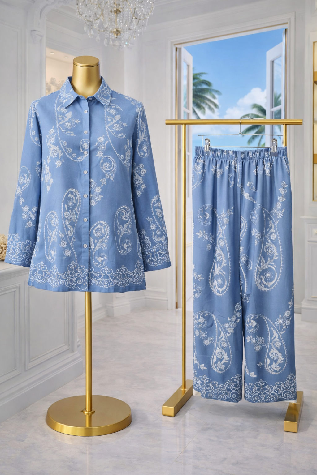 Paisley Flower Co-ords Set (2 Piece) - (One Size, fits from Size 14 to Size 16/18) - (choose your Colour)