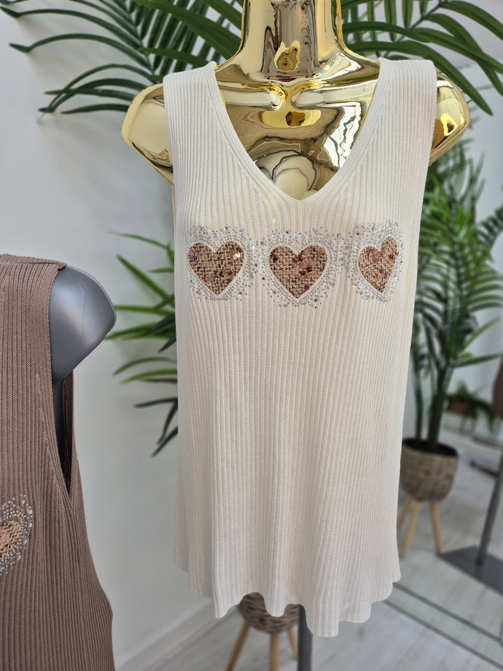 Hannah Heart Vest Top - (choose your Colour)
