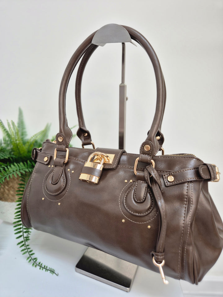 Mia Faux Leather Bag - Chocolate