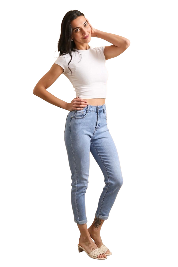 Stonewashed Mom Jeans (Turn Up)  - (choose your Size)