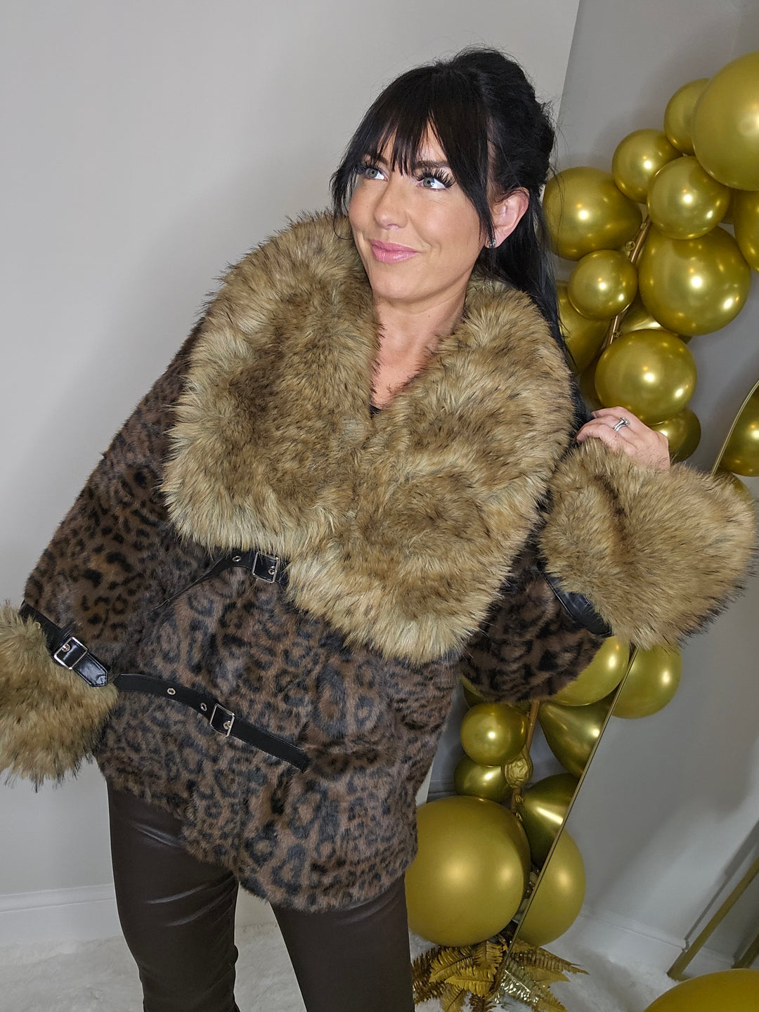 Oslo Faux Fur Jacket with Shawl Collar & Cuffs (One Size - fits from 12 up to Size 18)