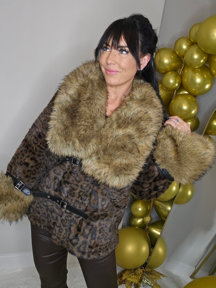 Oslo Faux Fur Jacket with Shawl Collar & Cuffs (One Size - fits from 12 up to Size 18)