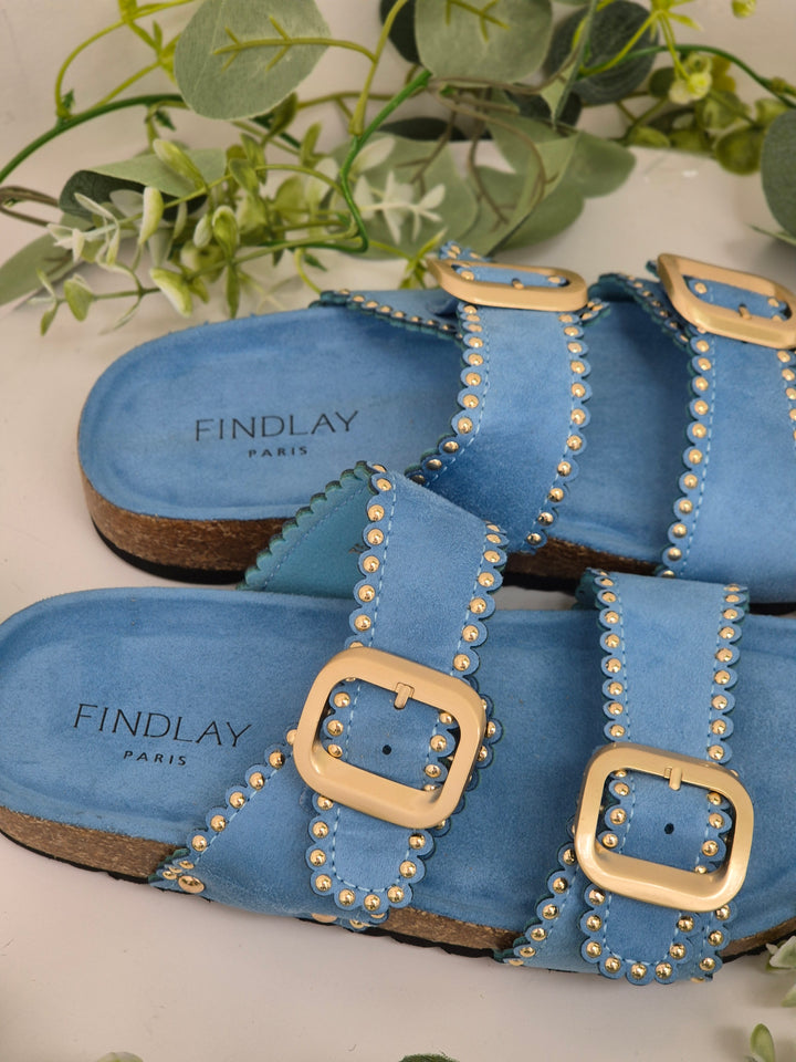 Malaga Slip On Sandals - Blue (choose your Size)