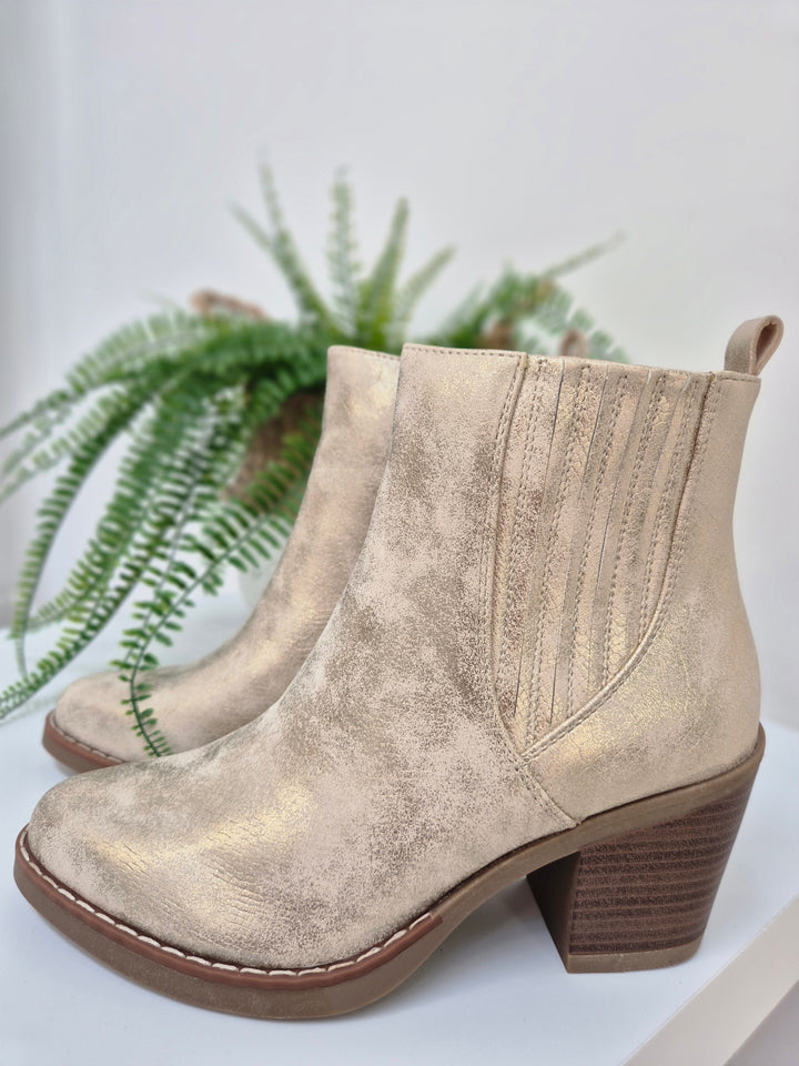 Denver Ankle Boots - (choose your Size) - Champagne Gold Shimmer