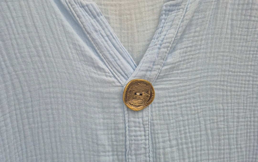 Cheesecloth Cotton Hi Lo Waffle Dress Powder Blue - (Oversized, fits from Size 16 up to Size 18/Small 20)