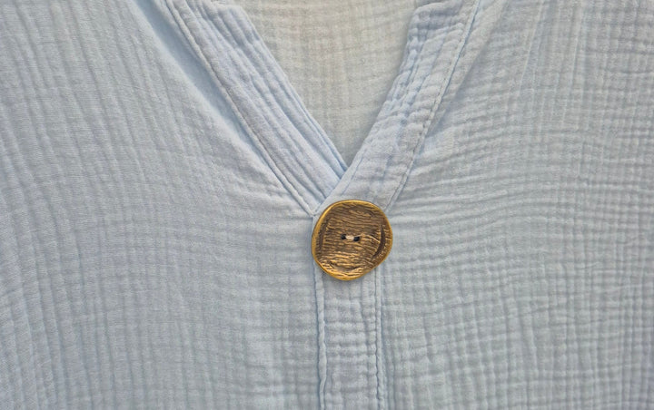 Cheesecloth Cotton Hi Lo Waffle Dress Powder Blue - (Oversized, fits from Size 16 up to Size 18/Small 20)