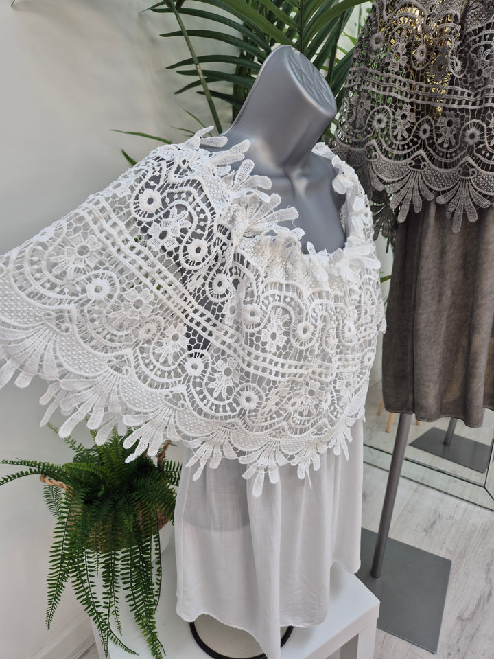 Florence Lace Bardot Top - (choose your Colour)