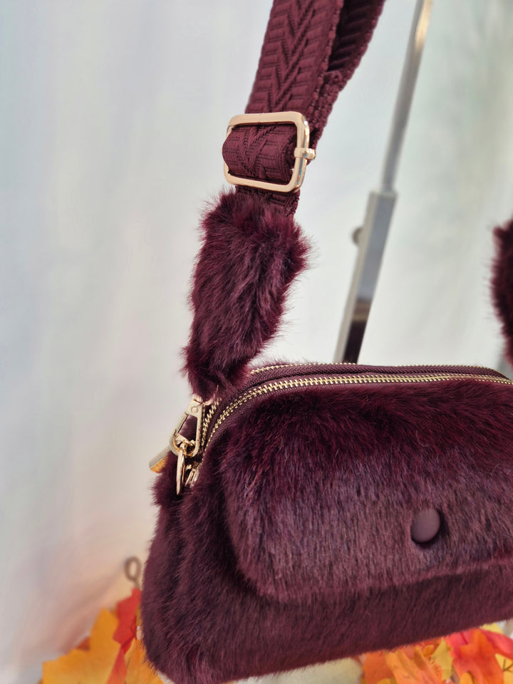 Oslo Faux Fur Bag - Wine