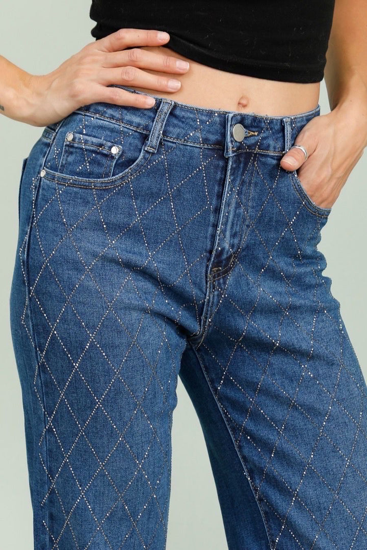 Dallas Diamante/Crystal Jeans - Stonewashed (choose your Size)