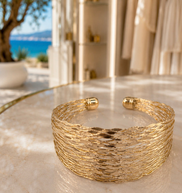 Statement Cuff Bangle - Gold Tone