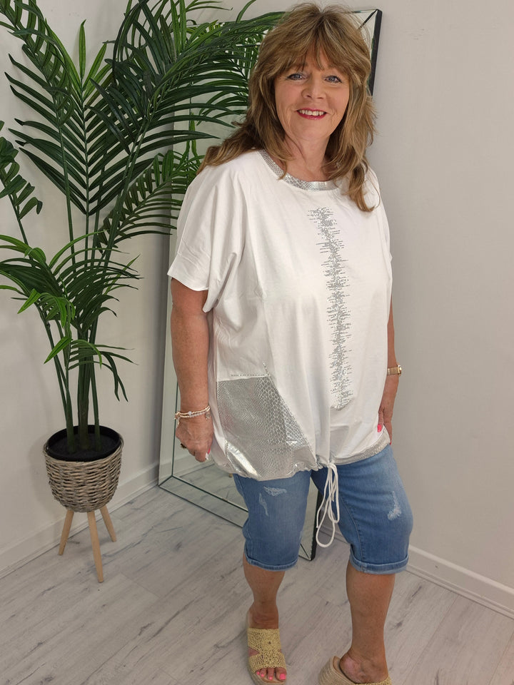 Crystal Tie Fronted Top - (choose your Colour) - Curvy)