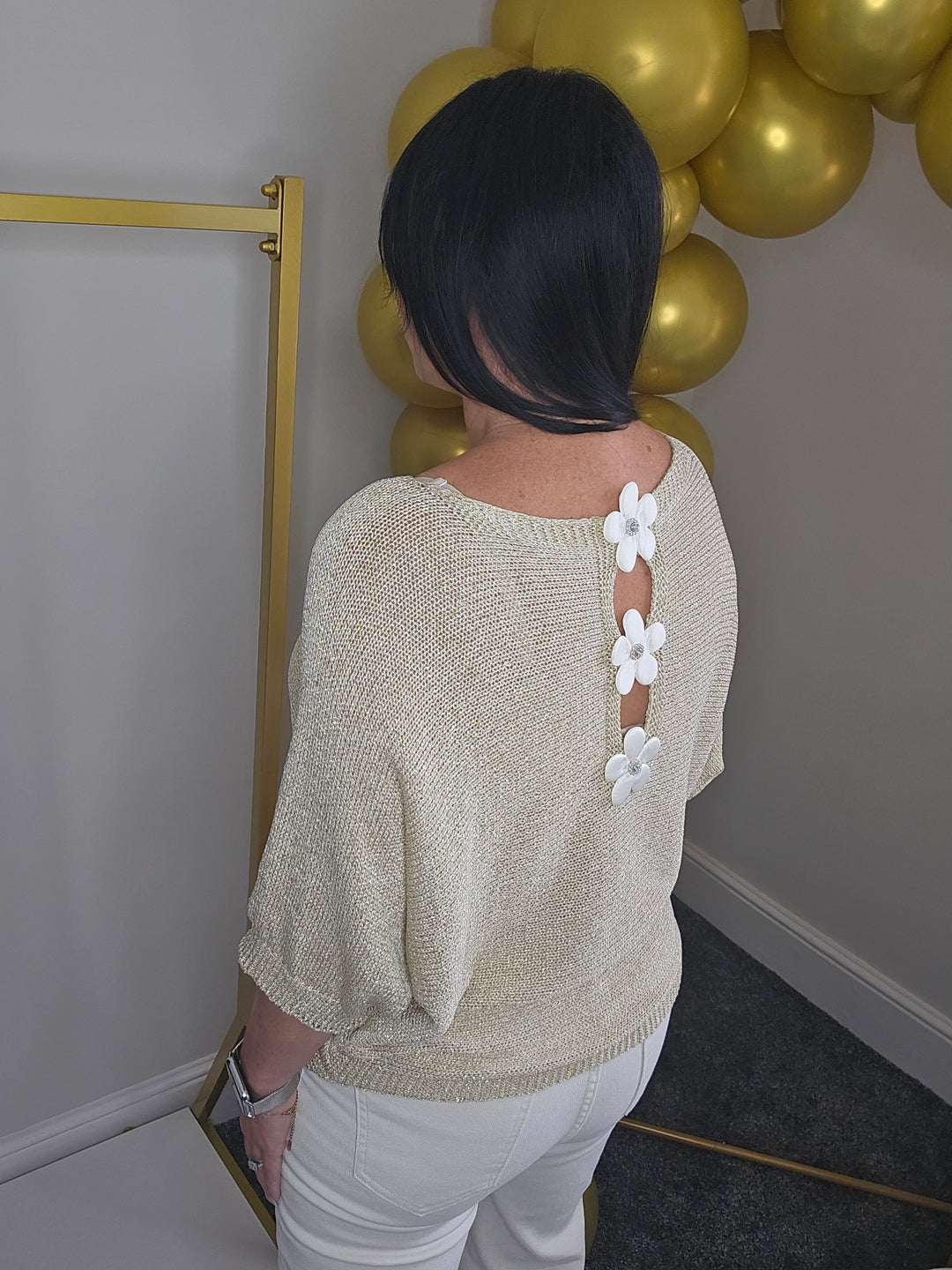 Daisy Metallic Gold Top - Crystal Daisies (One Size)