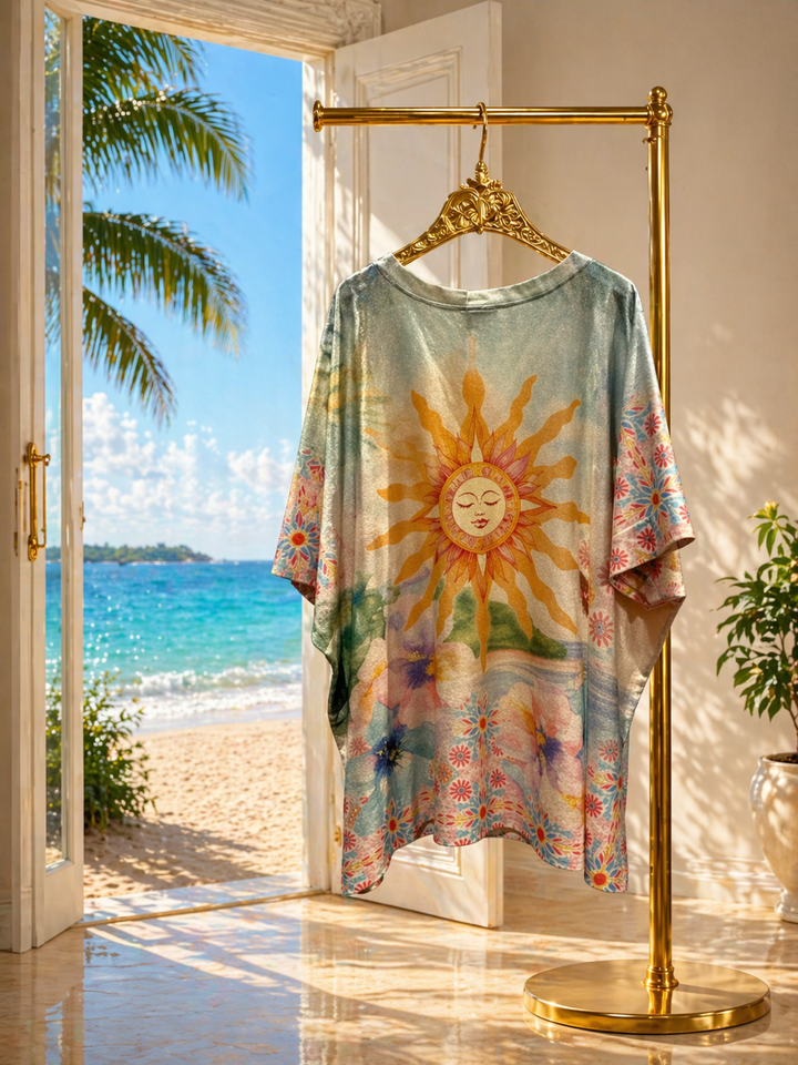 Carla Shimmer Oversized Top - Every Moment is a Fresh Beginning with Gold Foil (One Size/Curvy fitting from Size 14/16 up to Size 20/22)