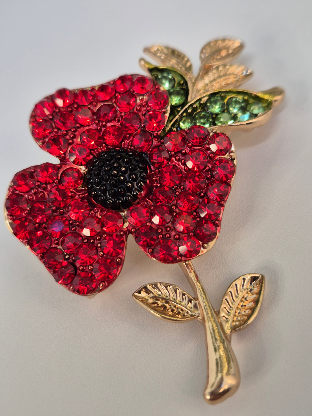 Poppy Crystal Brooch - Gold Tone