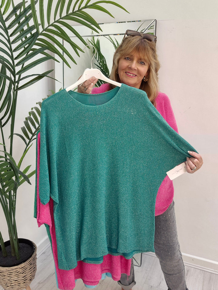 Sheena Shimmer Top - Short Sleeved (choose your Colour) (Loose Fit)