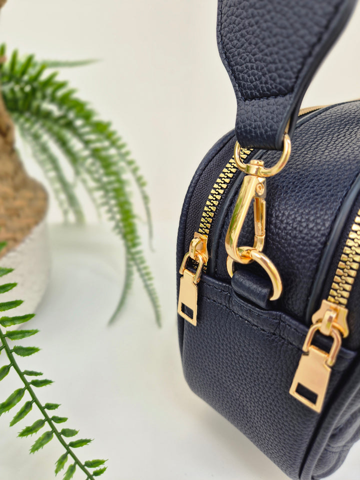 Diamond Quilted Bag - Navy (Gold Tone)
