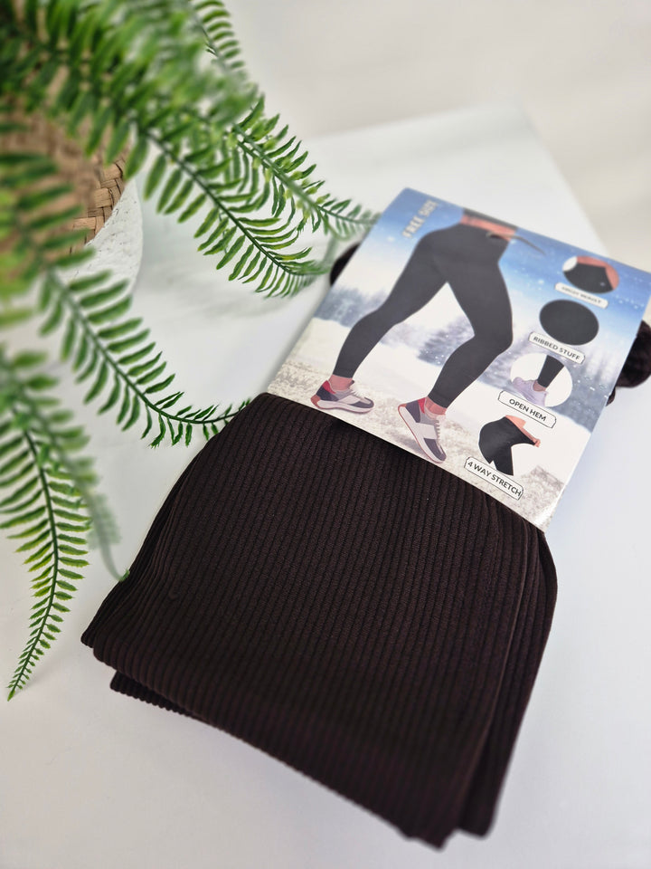 Reece Ribbed Leggings Fleece Lined (Soft Touch) - (choose your Colour) - One Size, fits up to Size 16