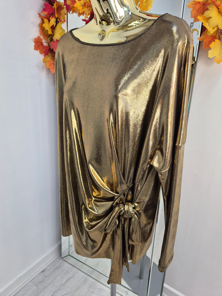 Metallic Tie Top (choose your Colour) - (One Size fitting from Size 14/16 up to Size 20)