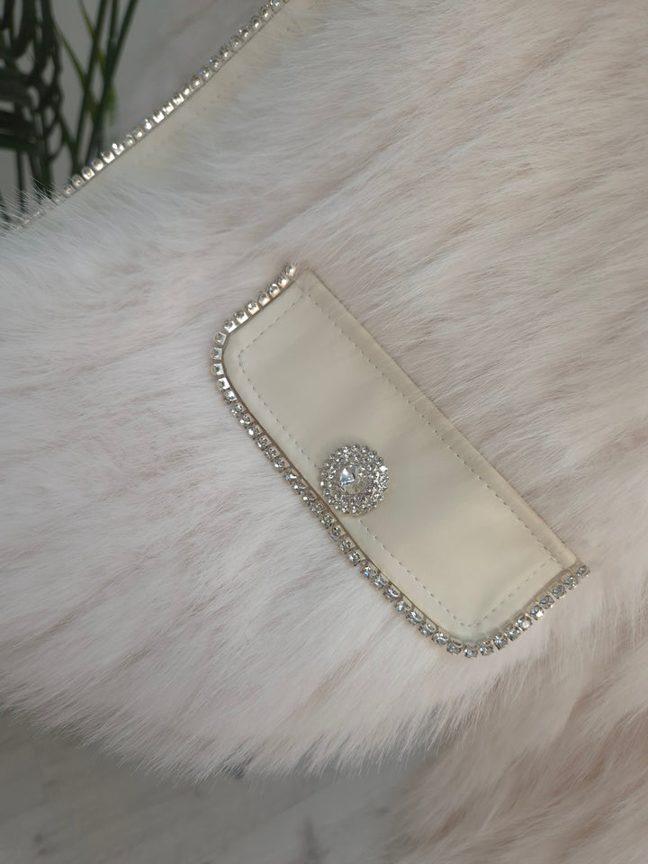 Oslo Crystal Faux Fur Jacket - Winter White - (One Size fits from Size 10 to Size 16)