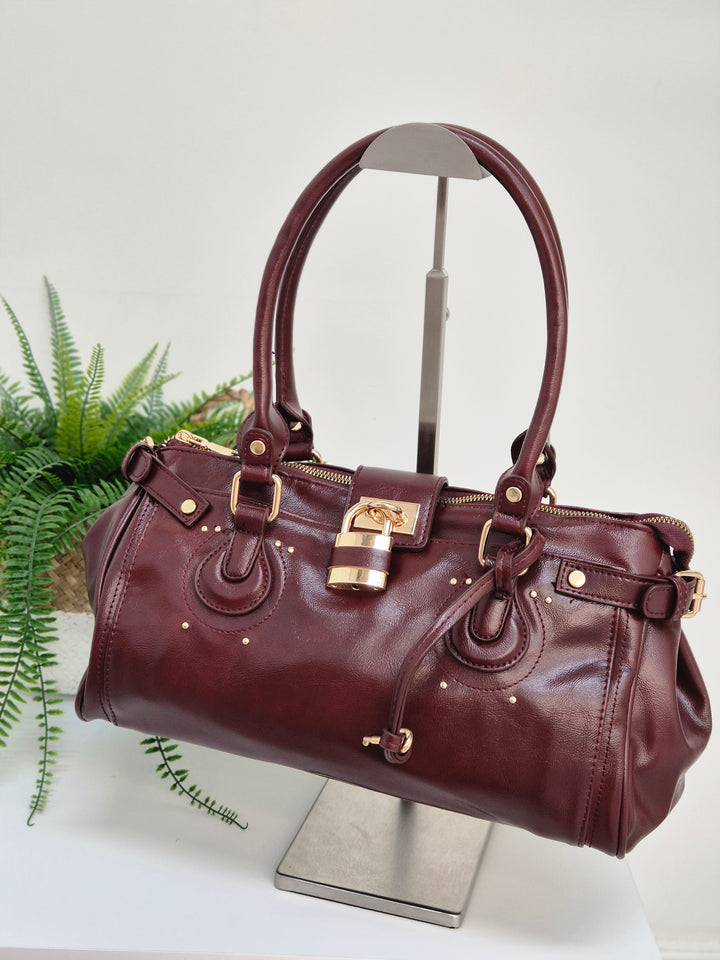 Mia Faux Leather Bag - Wine