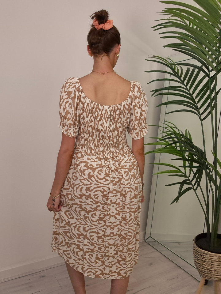 Freya Smocked Dress - Mocha
