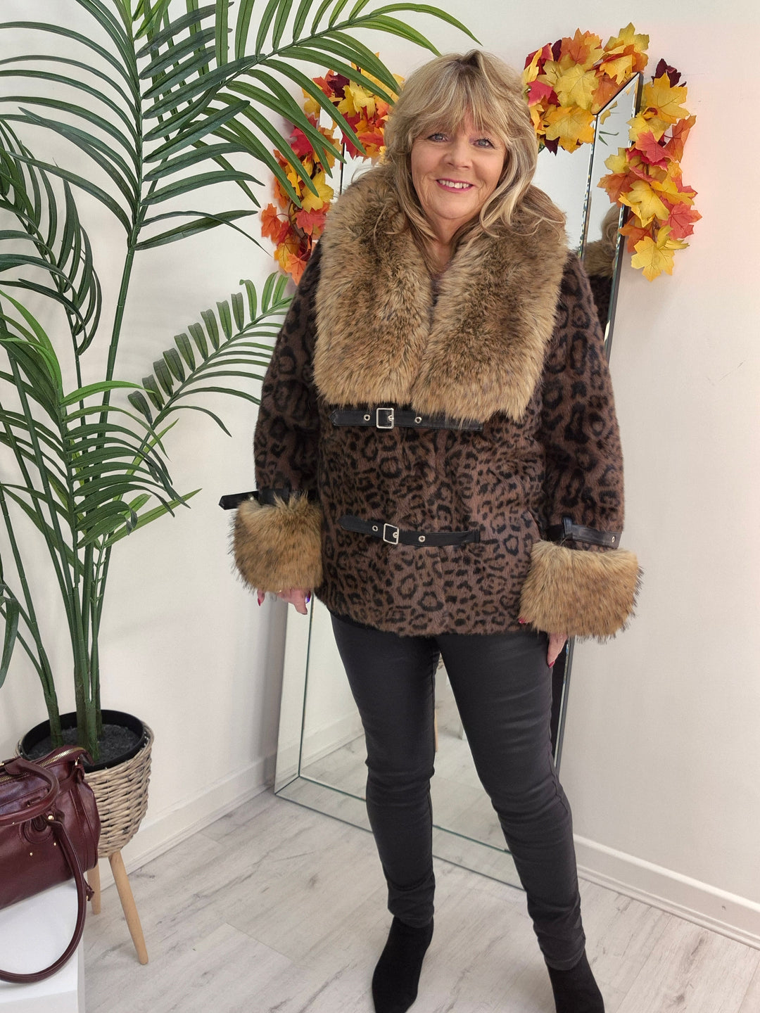 Oslo Faux Fur Jacket with Shawl Collar & Cuffs (One Size - fits from 12 up to Size 18)