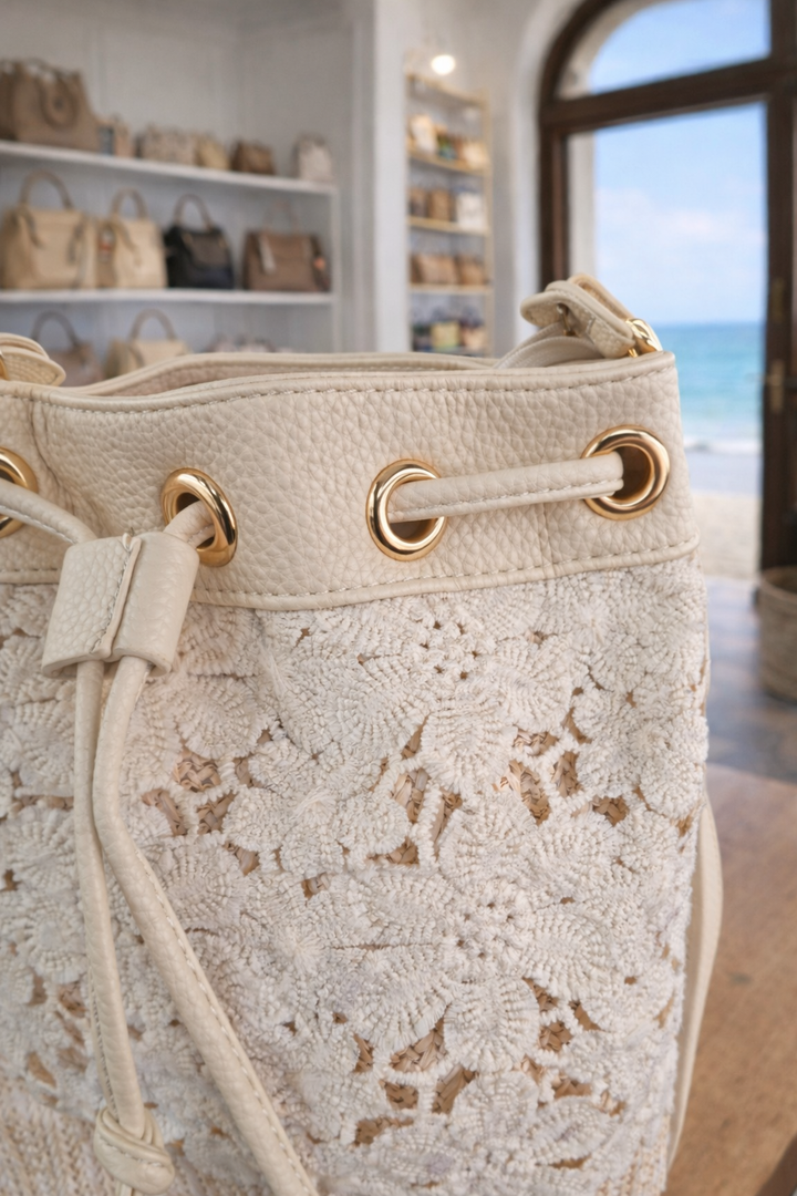 Lace Bucket Bag - Cream