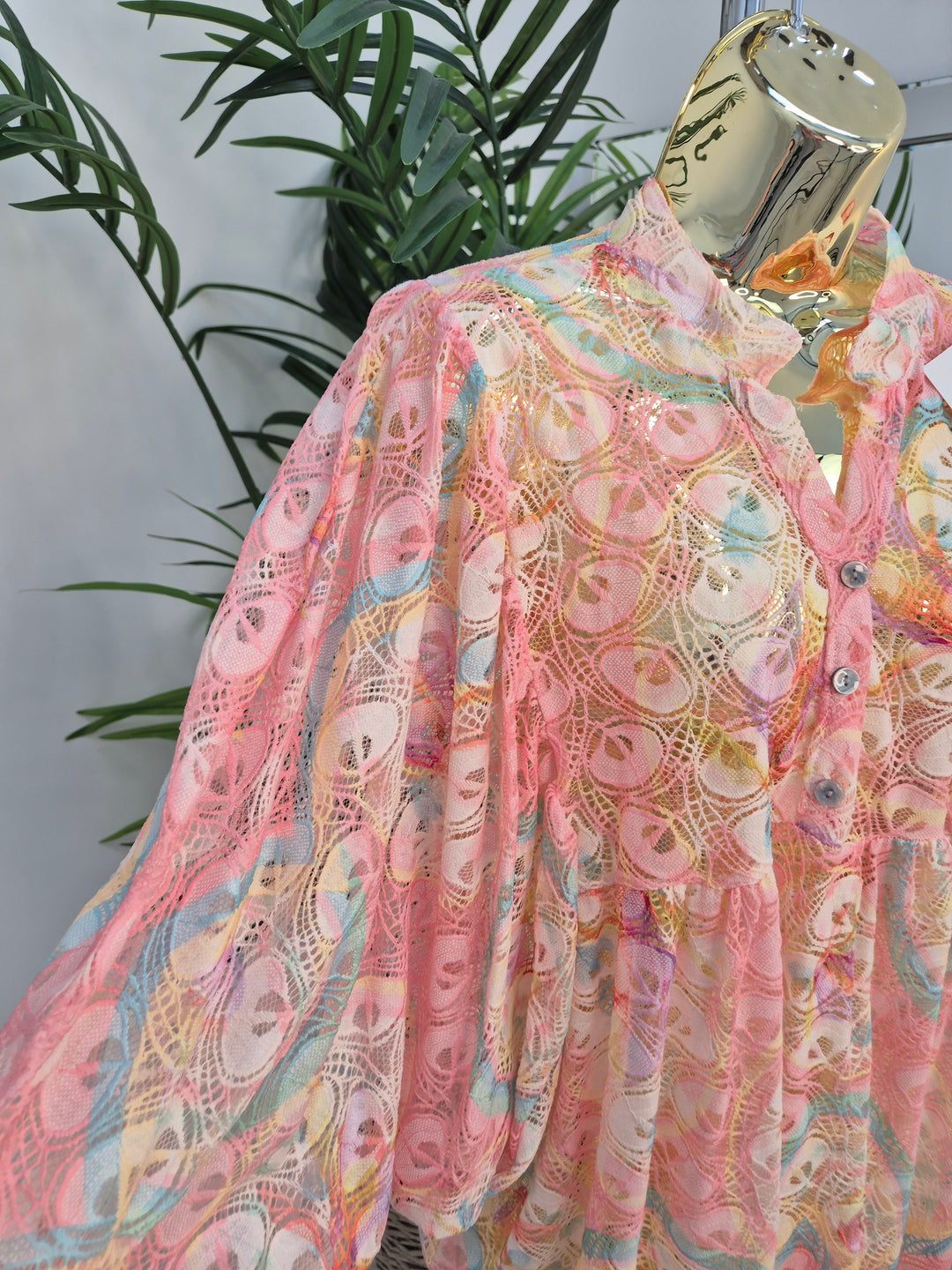 Gardenia Floral Lace Top - Pink (Oversized, fitting from Size 14 up to Size 20)