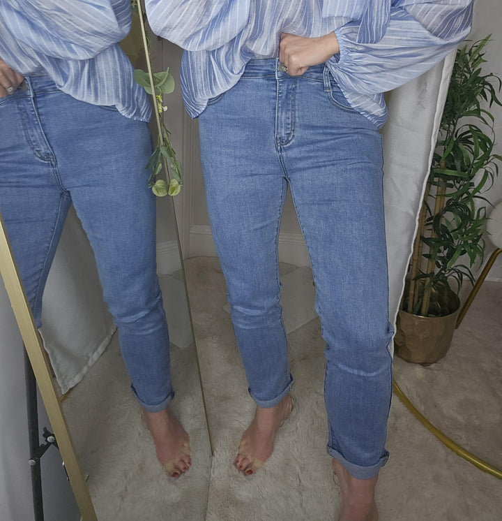 Tilly Tie Blouse - Blue - One Size (fitting Size 10 up to Size 16)