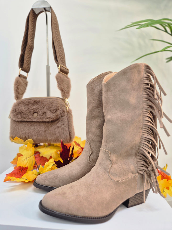 Arizona Fringed Boots - Mocha (choose your Size)