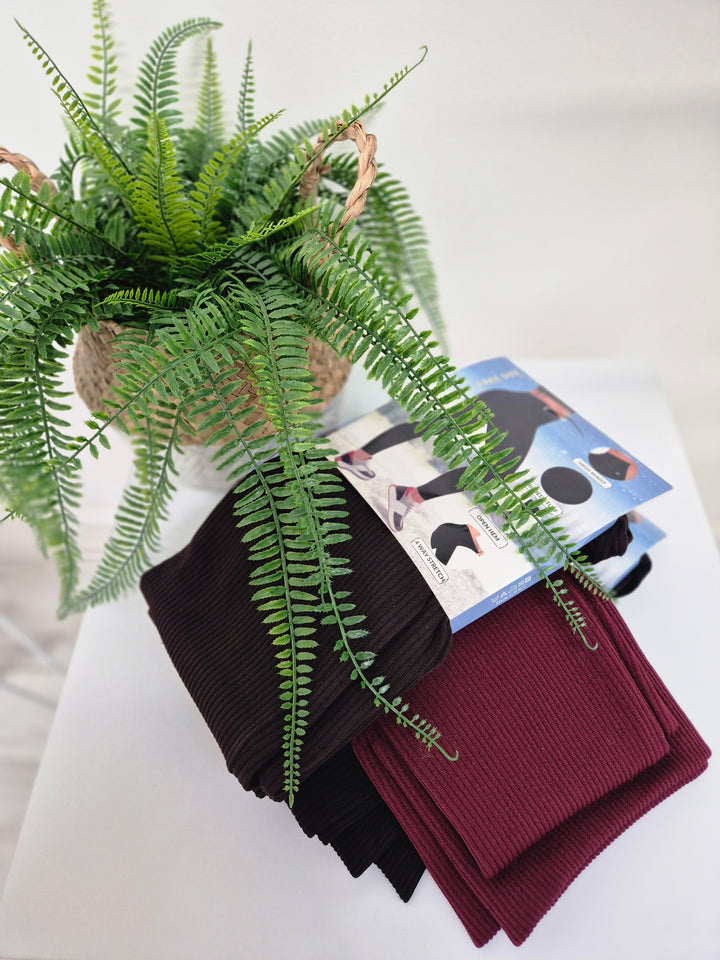 Reece Ribbed Leggings Fleece Lined (Soft Touch) - (choose your Colour) - One Size, fits up to Size 16