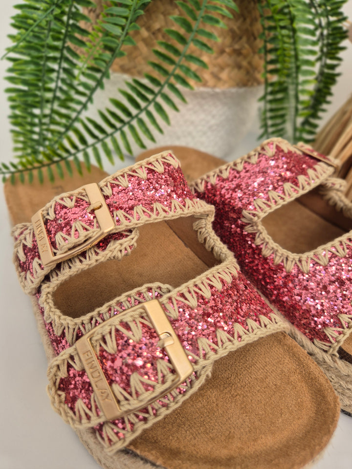 Marbella Sliders (Slip On) with Adjustable Buckles - Pink