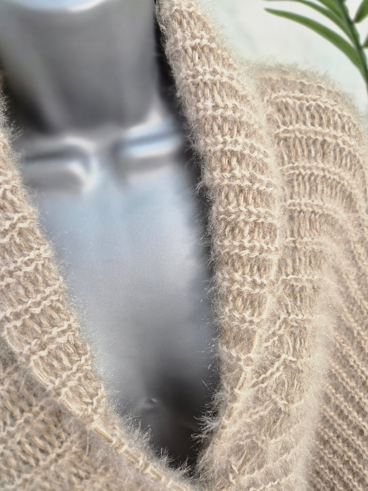 Finley Fluffy Cardigan  - Mocha (One Size - fits up to Size 14/16)