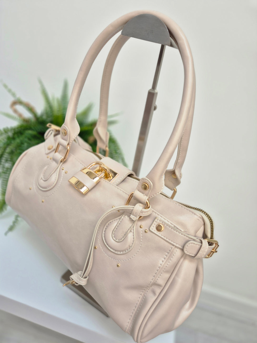 Mia Faux Leather Bag - Beige